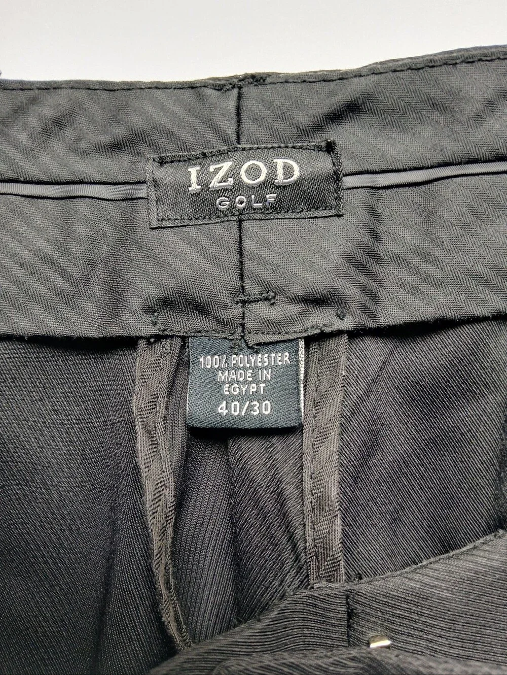 IZOD GOLF Men's Size 40 x 30 Black Dress Pants w/ Pockets, Pleated, Cuffed